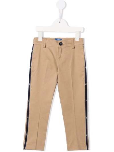 Fay Kids' Stripe-panel Straight Leg Trousers In Neutrals