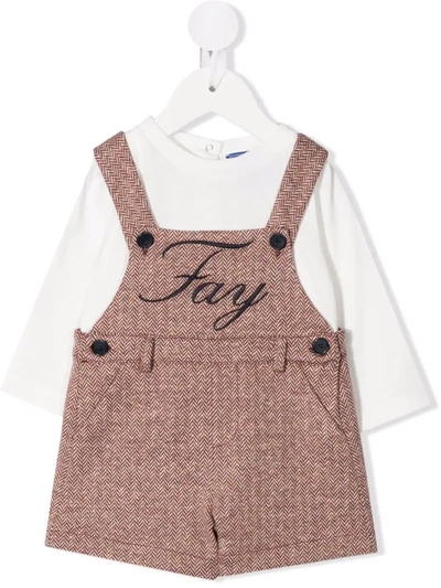 Fay Babies' Chevron-knit Dungarees Set In Red