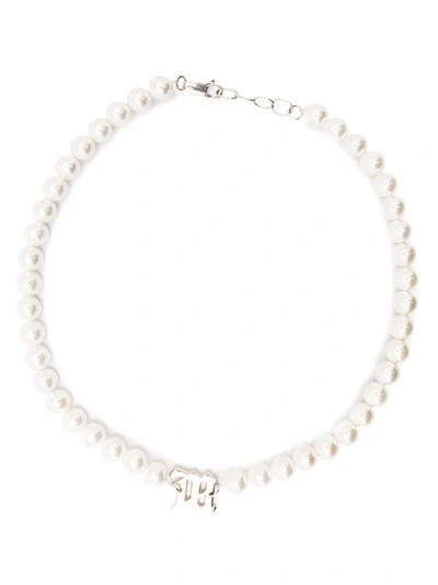 Misbhv Mother-of-pearl Monogram Necklace In White