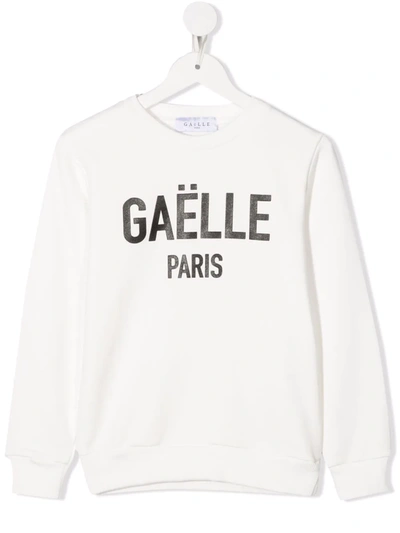 Gaelle Paris Kids' Logo Print Sweatshirt In White