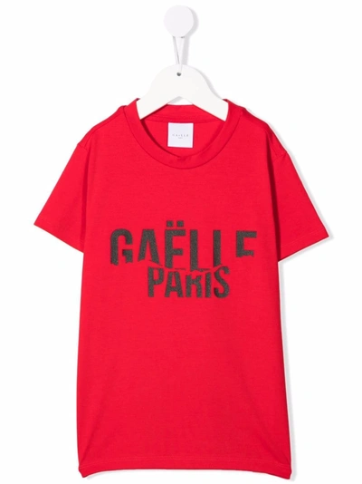 Gaelle Paris Kids' Deconstructed Logo Print T-shirt In Red