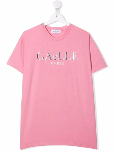 Gaelle Paris Teen Logo-print T-shirt In Pink