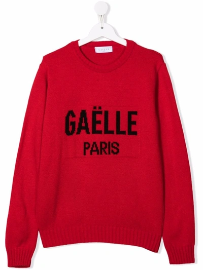 Gaelle Paris Teen Logo Intarsia Jumper In Red