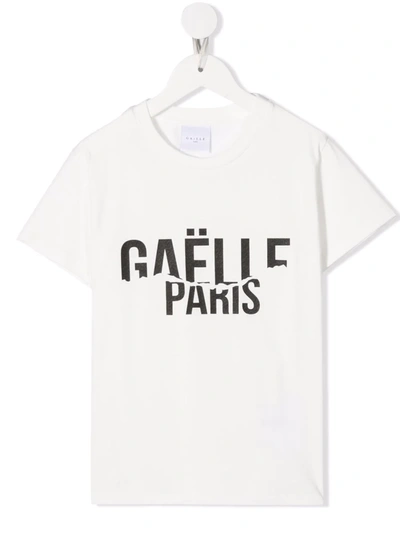 Gaelle Paris Kids' Deconstructed Logo-print T-shirt In White