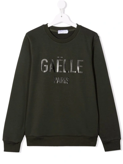 Gaelle Paris Teen Logo Print Sweatshirt In Green