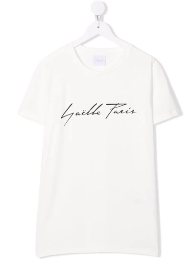 Gaelle Paris Teen Logo Print T-shirt In White