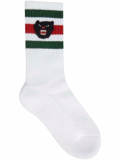 Gucci Kids' Tiger-motif Cotton Socks In White