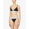 Calvin Klein Modern Cotton Stretch-cotton Blend Triangle Bralette In Black