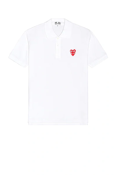 Comme Des Garçons Play Polo T-shirt In White