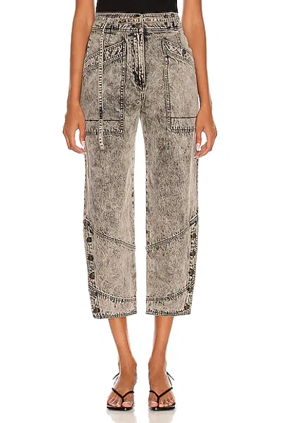 Ulla Johnson Cropped Belted High-rise Tapered Jeans In Moondust