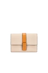 Loewe Small Trifold Flap Leather Wallet In Khaki/lime