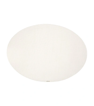 Chilewich Mini Basketweave Oval Placemat (36cm X 50cm) In White