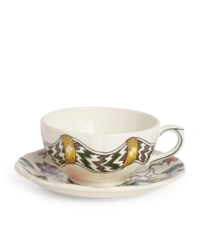 Gien Dominoté Breakfast Cup & Saucer Set In Multi