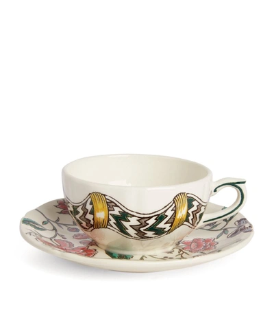 Gien Dominoté Teacup & Saucer In Multi