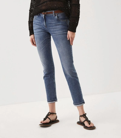 Brunello Cucinelli Embellished Cropped Jeans In Blue