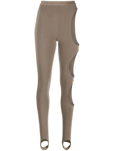 Laquan Smith Cut-out Detail Stirrup Leggings In Grün