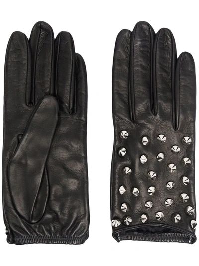 Manokhi Studded Leather Gloves In Schwarz