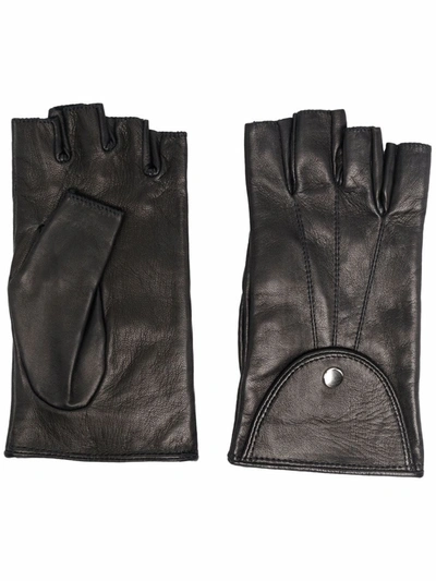 Manokhi Fingerless Button Gloves In Schwarz