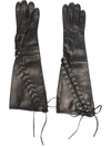 Manokhi Lace Eyelet Gloves In Schwarz