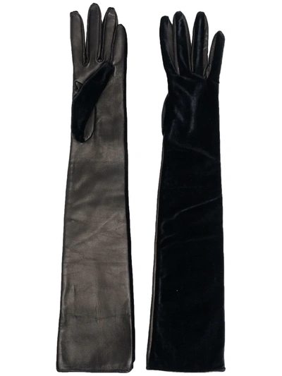 Manokhi Elbow-length Leather Gloves In Schwarz