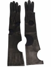 Manokhi Cut Out-detail Leather Gloves In Schwarz