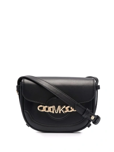 Michael Michael Kors Black Leather Crossbody Bag With Chain Detail