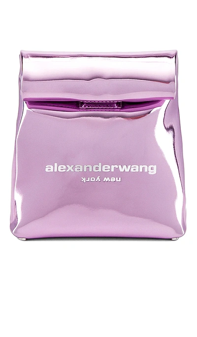 Alexander Wang Lunch Bag Clutch Sweet Lilac Metallic Vinyl In Purple