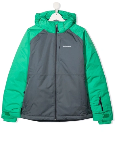 Patagonia Kids' Colourblock Hooded Jacket In 灰色