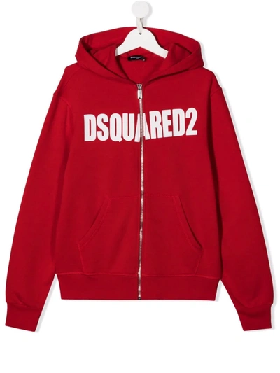 Dsquared2 Teen Logo-print Hoodie In Red