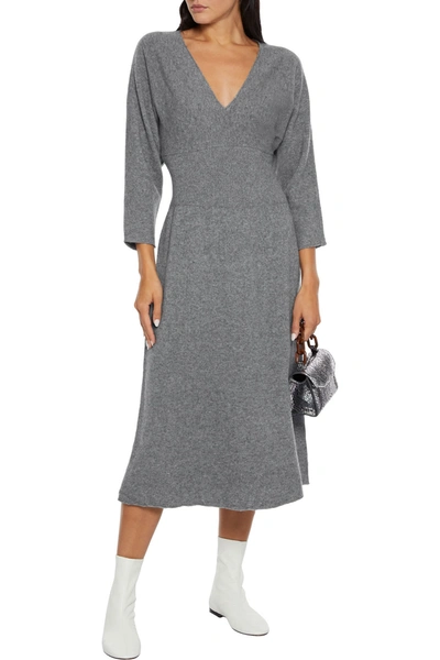 Equipment Channing Mélange Brushed-wool Midi Dress In Gray