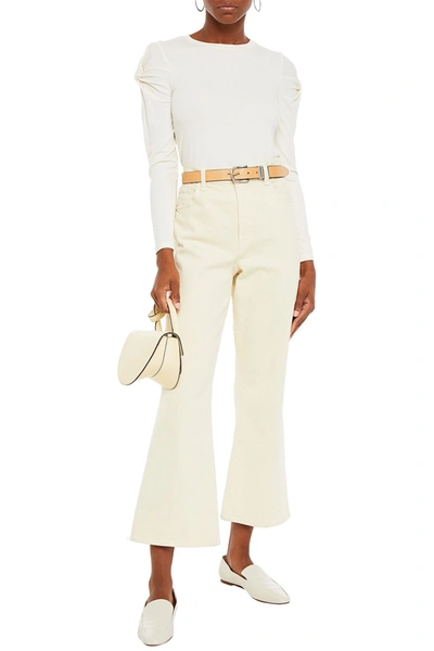 Frame Twisted Jersey Top In Off-white