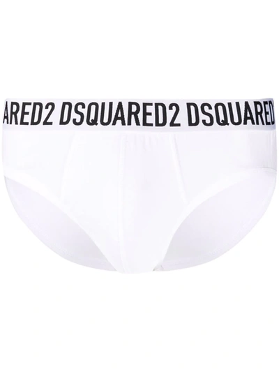 Dsquared2 Logo-waist Briefs In 白色