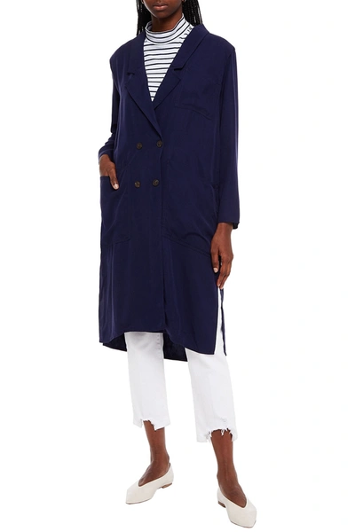 American Vintage Nalastate Double-breasted Lyocell-twill Coat In Indigo