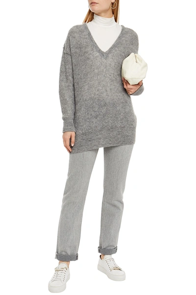 American Vintage Mélange Knitted Jumper In Grey
