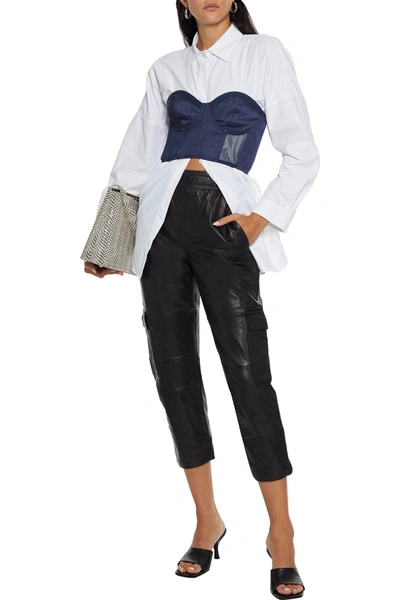 Walter Baker Rowan Cropped Leather Tapered Trousers In Black