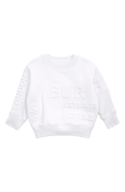 Burberry Kids' Alven Embossed Horseferry Logo Sweatshirt In White