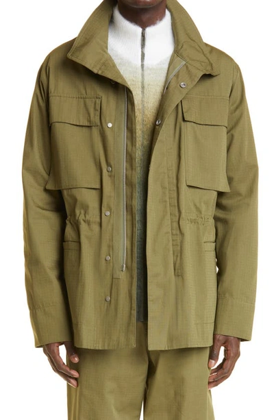 Off-white Arrows Cotton Field Jacket In Green