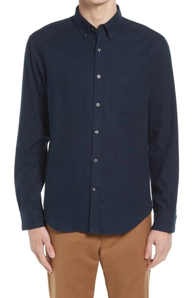 Club Monaco Flannel Button-up Shirt In Navy