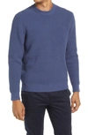 Club Monaco Long Sleeve Waffle Crewneck Sweater In Blue