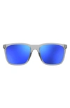 Under Armour Uareliance 56mm Polarized Square Sunglasses In Crystal Grey / Blue