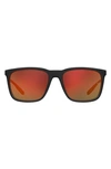 Under Armour Uareliance 56mm Polarized Square Sunglasses In Black / Red Multilayer