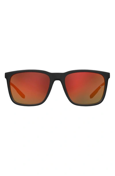 Under Armour Uareliance 56mm Polarized Square Sunglasses In Black / Red Multilayer