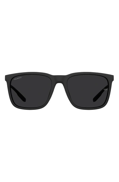 Under Armour Uareliance 56mm Polarized Square Sunglasses In Matte Black / Gray