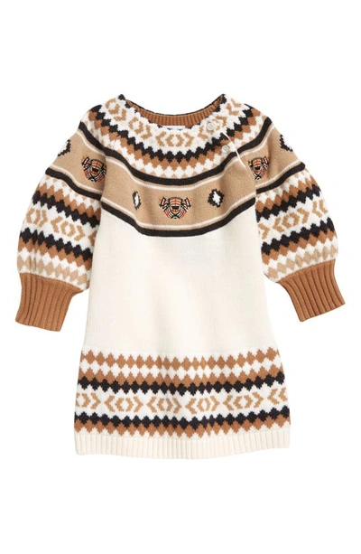 Burberry Kid's Beckie Wool Sweater Dress In Camel Ip Pattern