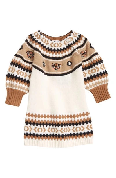 Burberry Kid's Beckie Wool Sweater Dress In Camel Ip Pattern | ModeSens