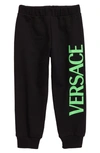 Versace Black Trousers With Green Print Kids In Black Green