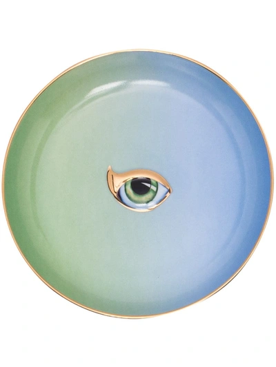 L'objet Blue And Green Lito Eye Porcelain Plate In Blau