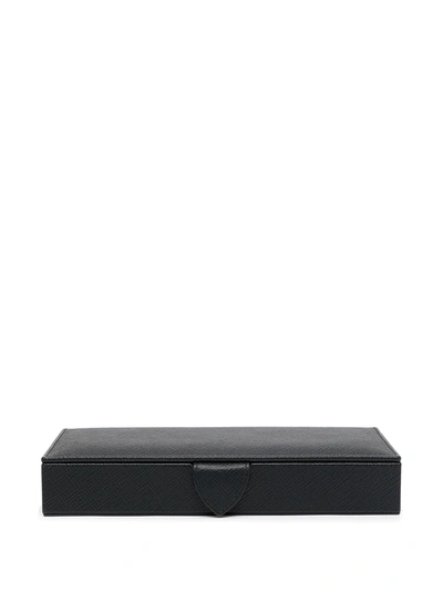 Smythson Panama Cufflink Box In Blau