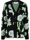 Msgm Black Jacquard Neon Flowers Cardigan In Schwarz