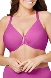 Glamorise Wonderwire Front-close Smoothing Bra In Berry Fuchsia Red
